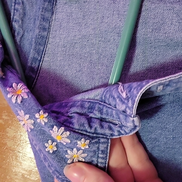 vintage flower collar denim button down - Picture 4 of 5